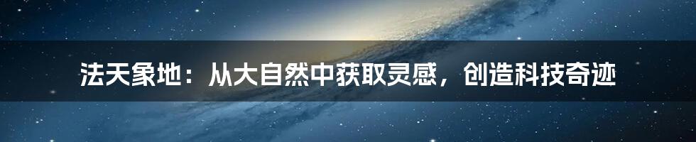 法天象地：从大自然中获取灵感，创造科技奇迹