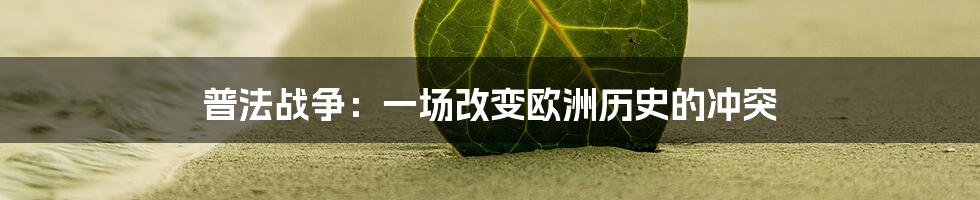 普法战争：一场改变欧洲历史的冲突