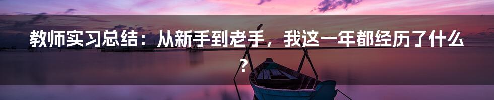 教师实习总结：从新手到老手，我这一年都经历了什么？