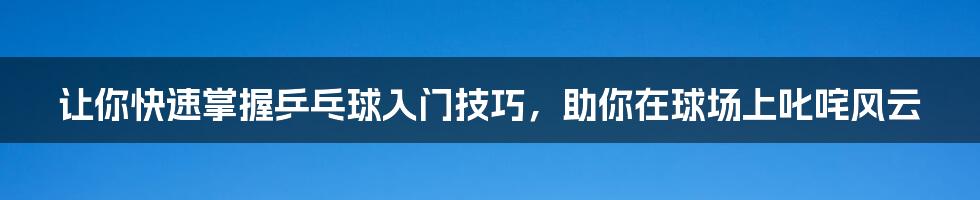 让你快速掌握乒乓球入门技巧，助你在球场上叱咤风云