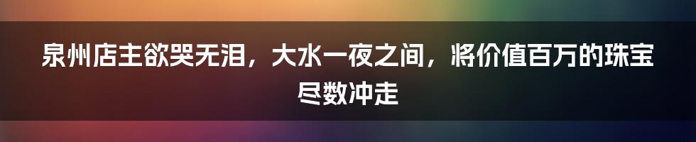 泉州店主欲哭无泪，大水一夜之间，将价值百万的珠宝尽数冲走