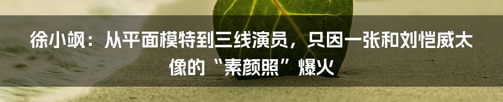 徐小飒：从平面模特到三线演员，只因一张和刘恺威太像的“素颜照”爆火