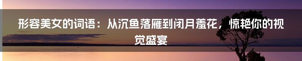 形容美女的词语：从沉鱼落雁到闭月羞花，惊艳你的视觉盛宴