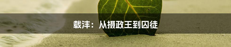 载沣：从摄政王到囚徒