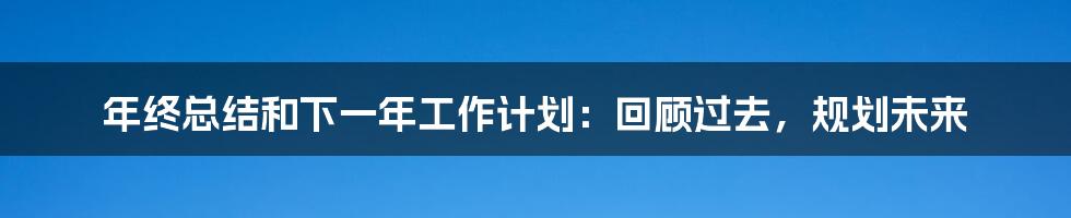 年终总结和下一年工作计划：回顾过去，规划未来