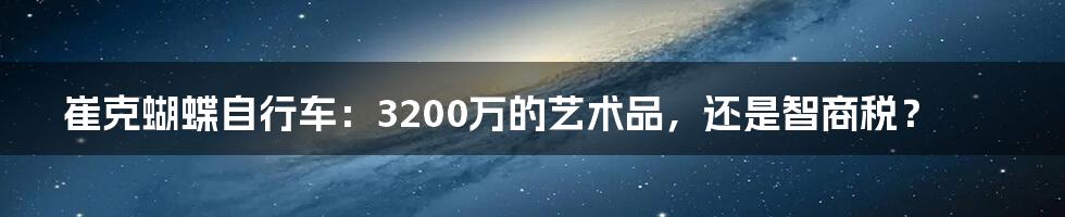 崔克蝴蝶自行车：3200万的艺术品，还是智商税？