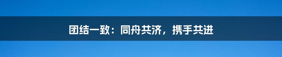 团结一致：同舟共济，携手共进