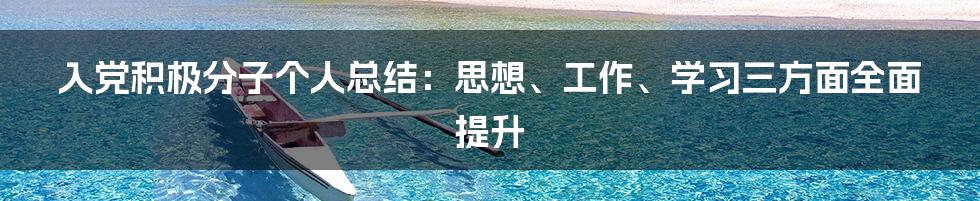 入党积极分子个人总结：思想、工作、学习三方面全面提升