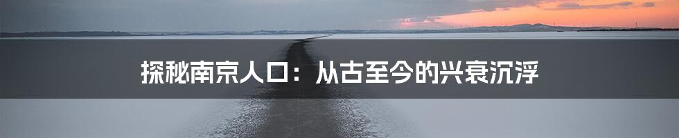 探秘南京人口：从古至今的兴衰沉浮