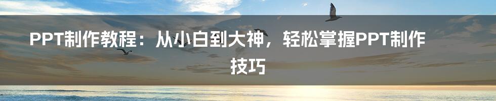 PPT制作教程：从小白到大神，轻松掌握PPT制作技巧