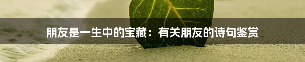 朋友是一生中的宝藏：有关朋友的诗句鉴赏