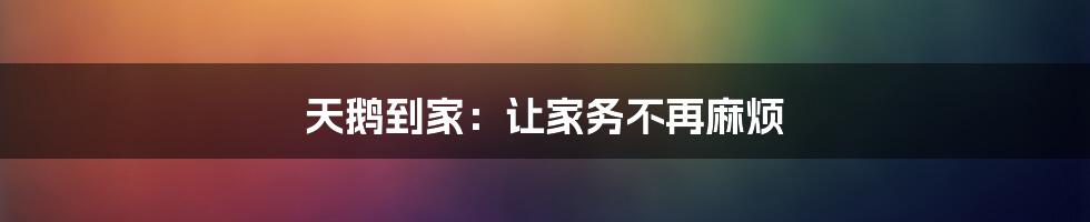 天鹅到家：让家务不再麻烦