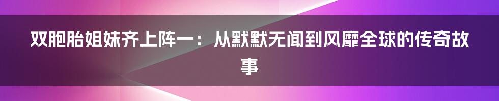 双胞胎姐妹齐上阵一：从默默无闻到风靡全球的传奇故事