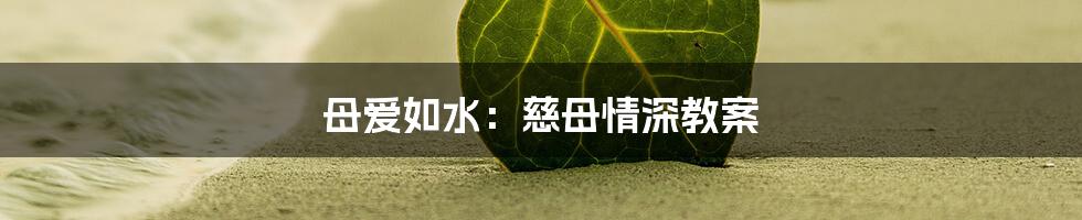 母爱如水：慈母情深教案