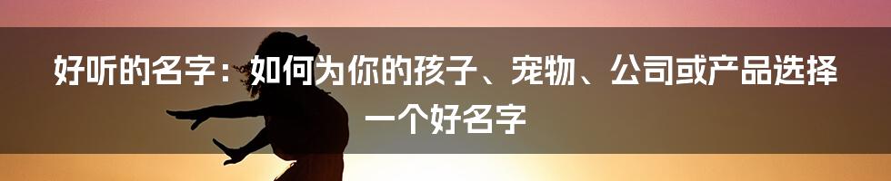 好听的名字：如何为你的孩子、宠物、公司或产品选择一个好名字