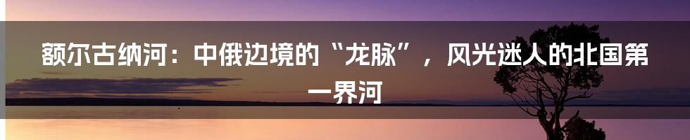 额尔古纳河：中俄边境的“龙脉”，风光迷人的北国第一界河