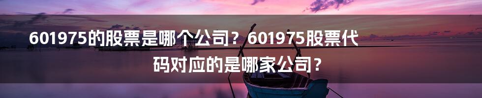 601975的股票是哪个公司？601975股票代码对应的是哪家公司？