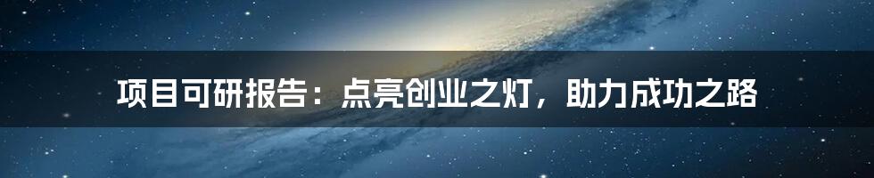 项目可研报告：点亮创业之灯，助力成功之路