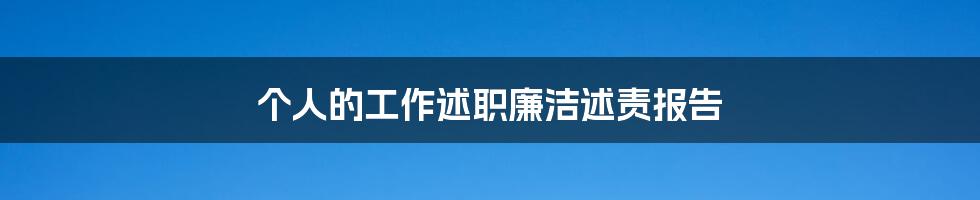 个人的工作述职廉洁述责报告