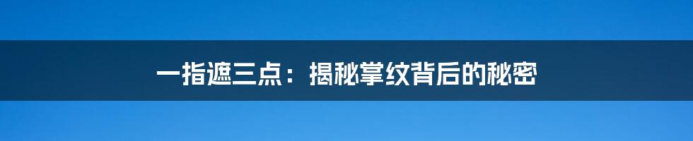 一指遮三点：揭秘掌纹背后的秘密