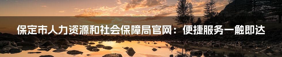 保定市人力资源和社会保障局官网：便捷服务一触即达