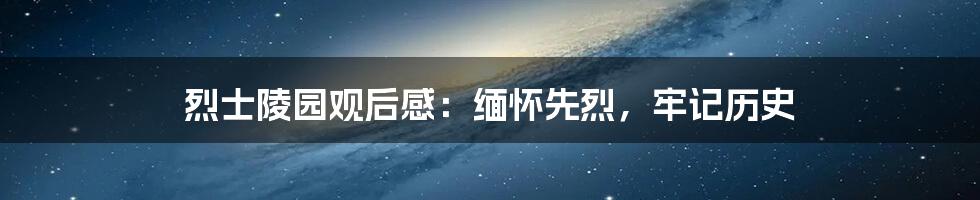 烈士陵园观后感：缅怀先烈，牢记历史