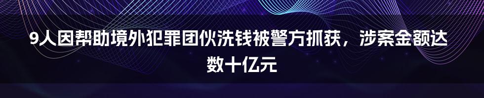 9人因帮助境外犯罪团伙洗钱被警方抓获，涉案金额达数十亿元