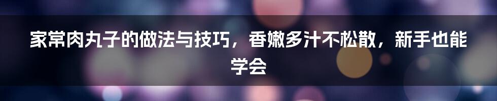 家常肉丸子的做法与技巧，香嫩多汁不松散，新手也能学会