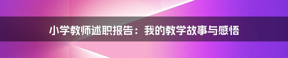 小学教师述职报告：我的教学故事与感悟