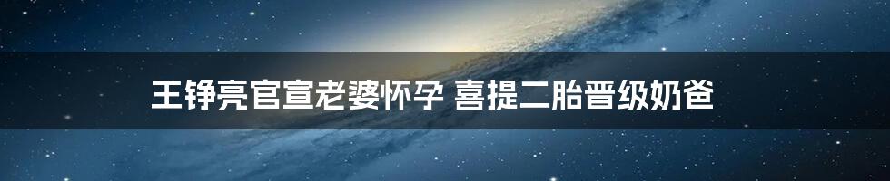 王铮亮官宣老婆怀孕 喜提二胎晋级奶爸