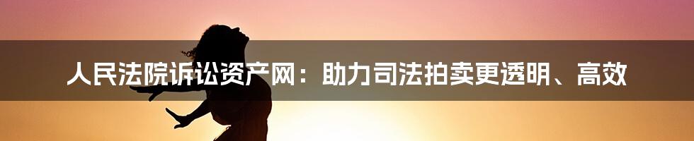 人民法院诉讼资产网：助力司法拍卖更透明、高效