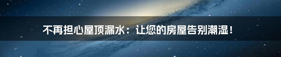 不再担心屋顶漏水：让您的房屋告别潮湿！