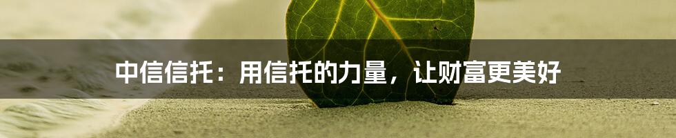 中信信托：用信托的力量，让财富更美好