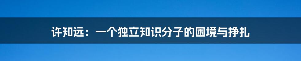 许知远：一个独立知识分子的困境与挣扎