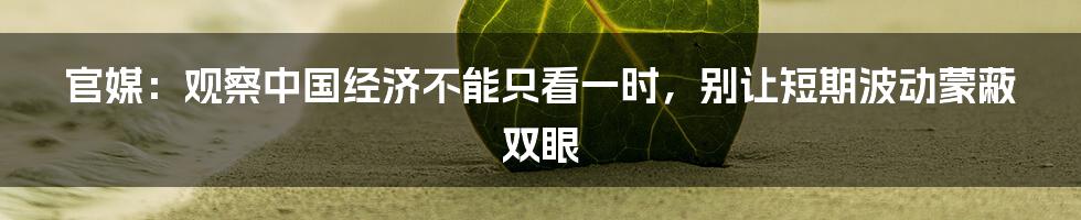 官媒：观察中国经济不能只看一时，别让短期波动蒙蔽双眼