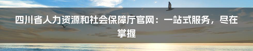 四川省人力资源和社会保障厅官网：一站式服务，尽在掌握