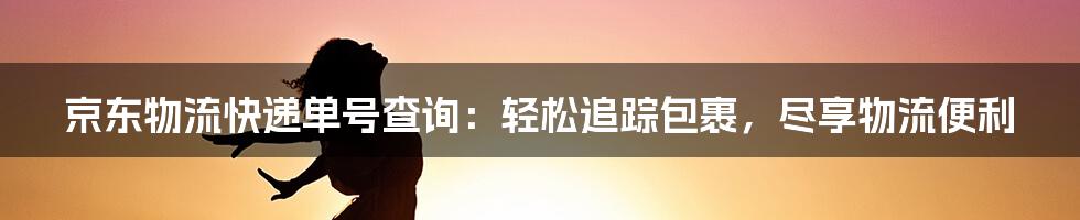 京东物流快递单号查询：轻松追踪包裹，尽享物流便利