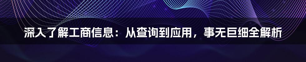 深入了解工商信息：从查询到应用，事无巨细全解析