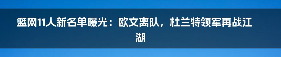 篮网11人新名单曝光：欧文离队，杜兰特领军再战江湖