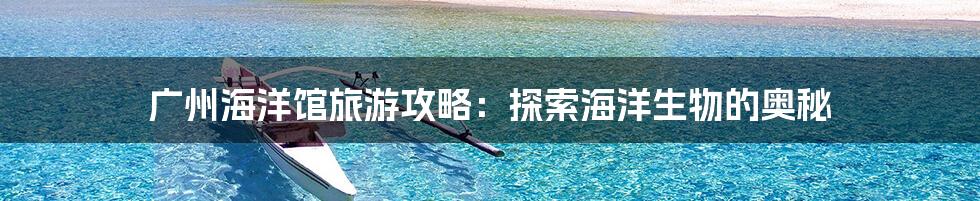 广州海洋馆旅游攻略：探索海洋生物的奥秘