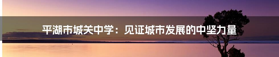 平湖市城关中学：见证城市发展的中坚力量