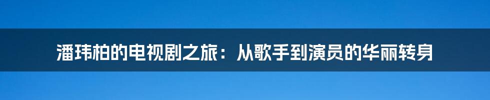 潘玮柏的电视剧之旅：从歌手到演员的华丽转身