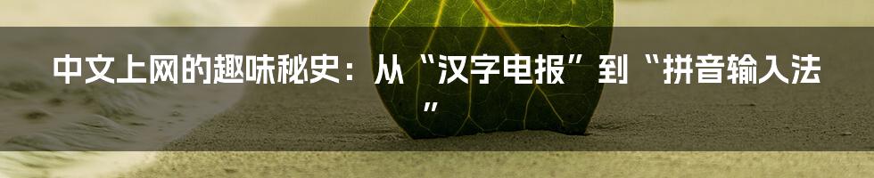 中文上网的趣味秘史：从“汉字电报”到“拼音输入法”