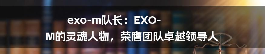 exo-m队长：EXO-M的灵魂人物，荣膺团队卓越领导人