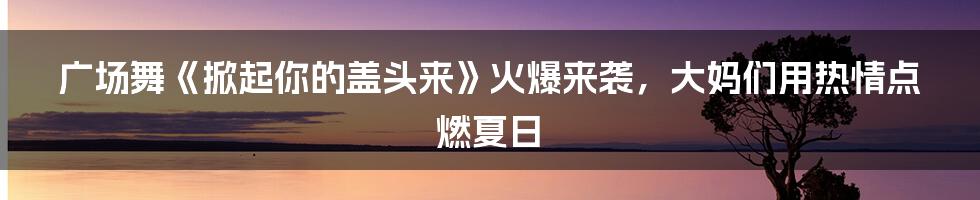 广场舞《掀起你的盖头来》火爆来袭，大妈们用热情点燃夏日