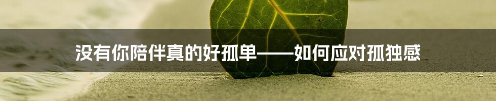 没有你陪伴真的好孤单——如何应对孤独感