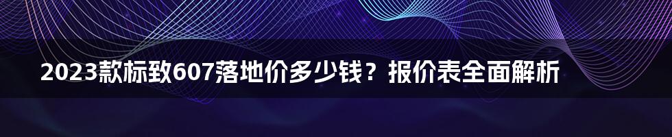 2023款标致607落地价多少钱？报价表全面解析