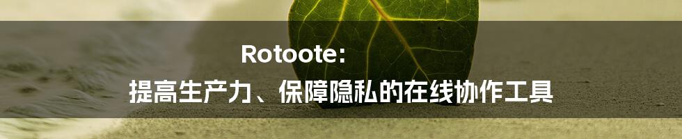 Rotoote: 提高生产力、保障隐私的在线协作工具