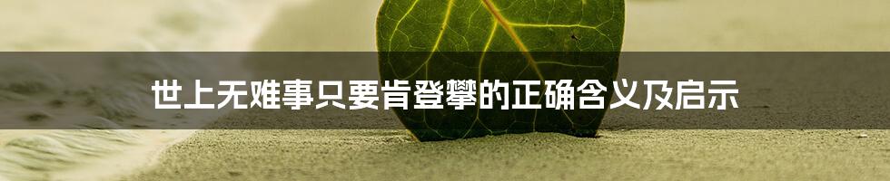 世上无难事只要肯登攀的正确含义及启示