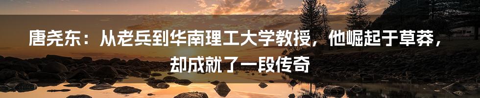 唐尧东：从老兵到华南理工大学教授，他崛起于草莽，却成就了一段传奇